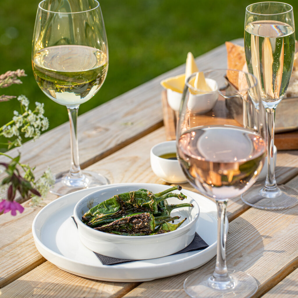 Summer drinks served alfresco with a summer side dish